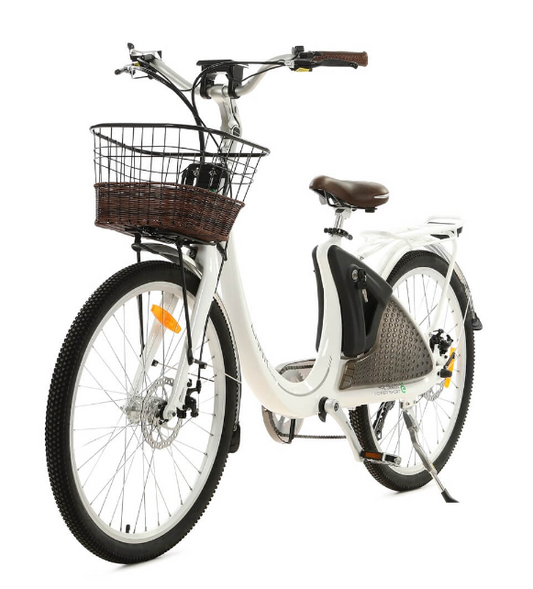 Ecotric - Lark Electric City Bike for Women with basket and rear rack (26inch)