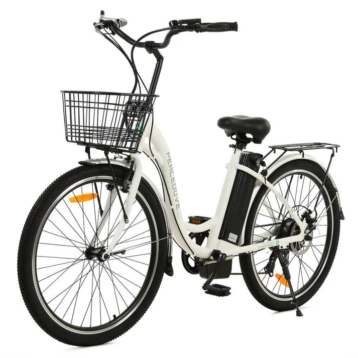 Ecotric - Peacedove - 26inch City E-Bike with Basket and Rear Rack