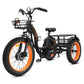 Ecotric - ETrike - 48V 24"x4.0 Front 20"x4.0 Rear Tires Tricycle E-Bike with Front Basket + Rear Rack White