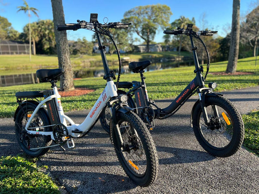 SENADA AUSTIN 20 x 3.0 Fat Tire Folding Ebike, 500W Motor, 25 MPH 62 Miles Range, Dual Suspension & 7-Speed with Rear Seat Cushion