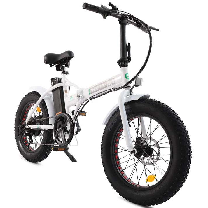 Ecotric 20inch White Fat Tire Portable and Folding Electric Bike